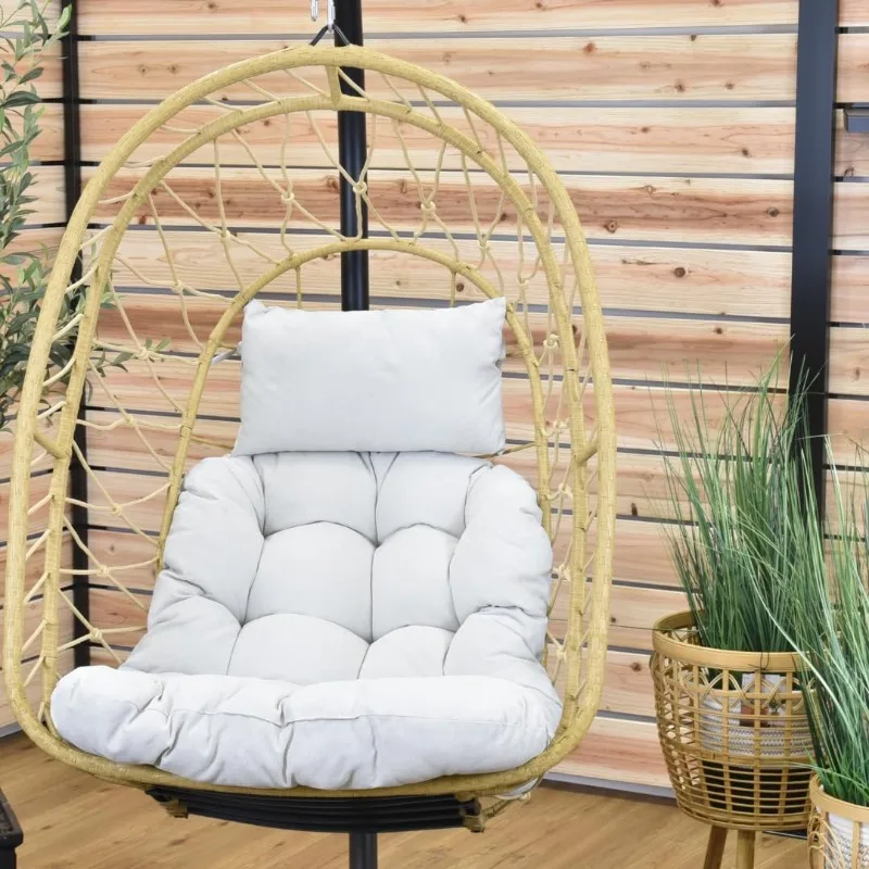 Стул Nest со стальной подставкой и плюшевой уличной подушкой GeoBella размещается 250 фунтов — капучино