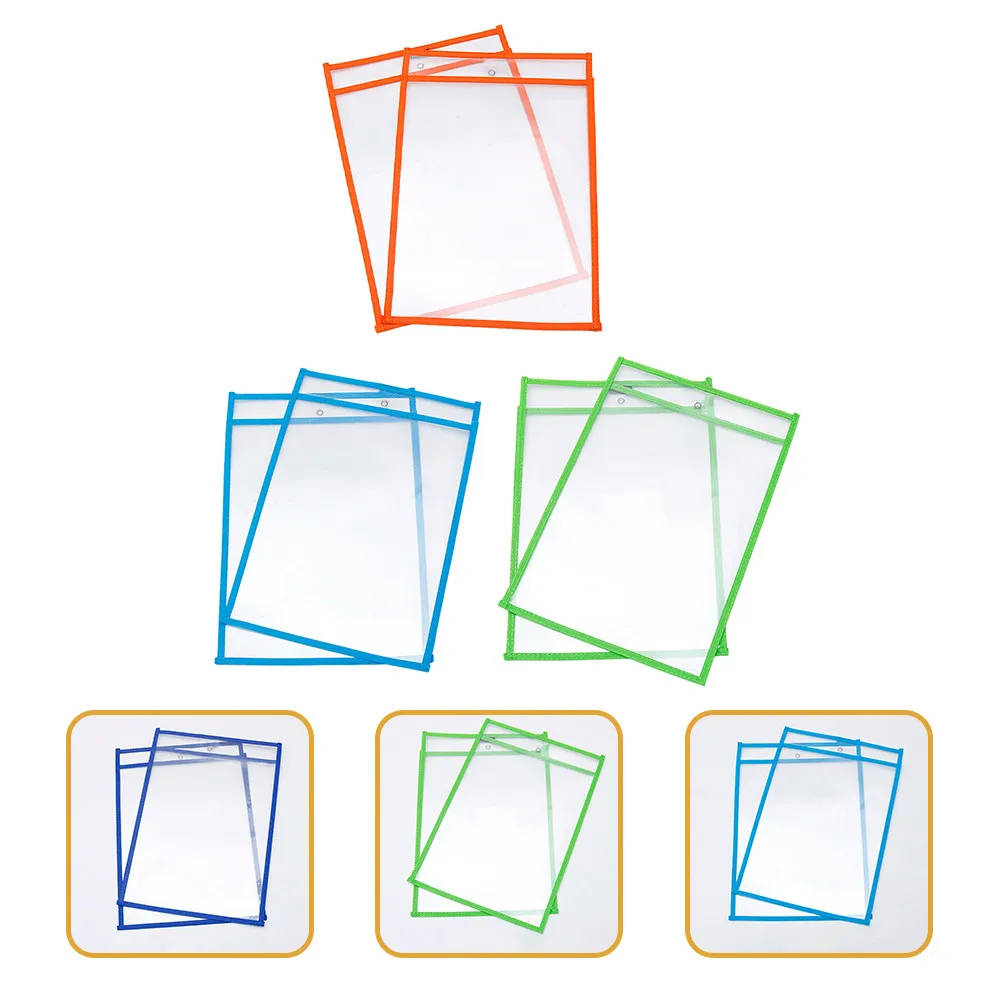 

Набор из 6 многоразовых прозрачных карманов для сухого стирания, защитные вкладыши для бумаги, для учителей, студентов, школьных принадлежностей