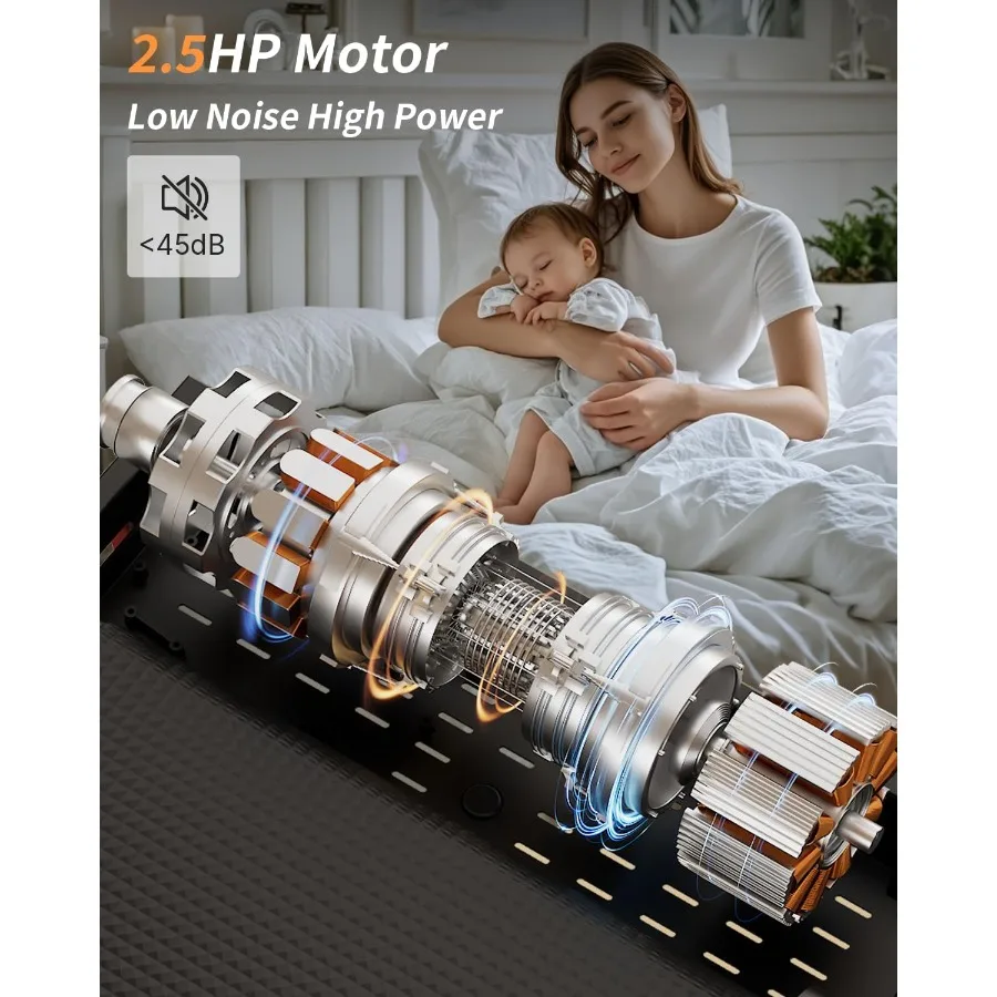 وسادة مشي مدمجة تحت المكتب للاستخدام المنزلي بسعة وزن 330 رطل، جهاز مشي محمول مع محرك 2.5 حصان، وسادة جري صغيرة