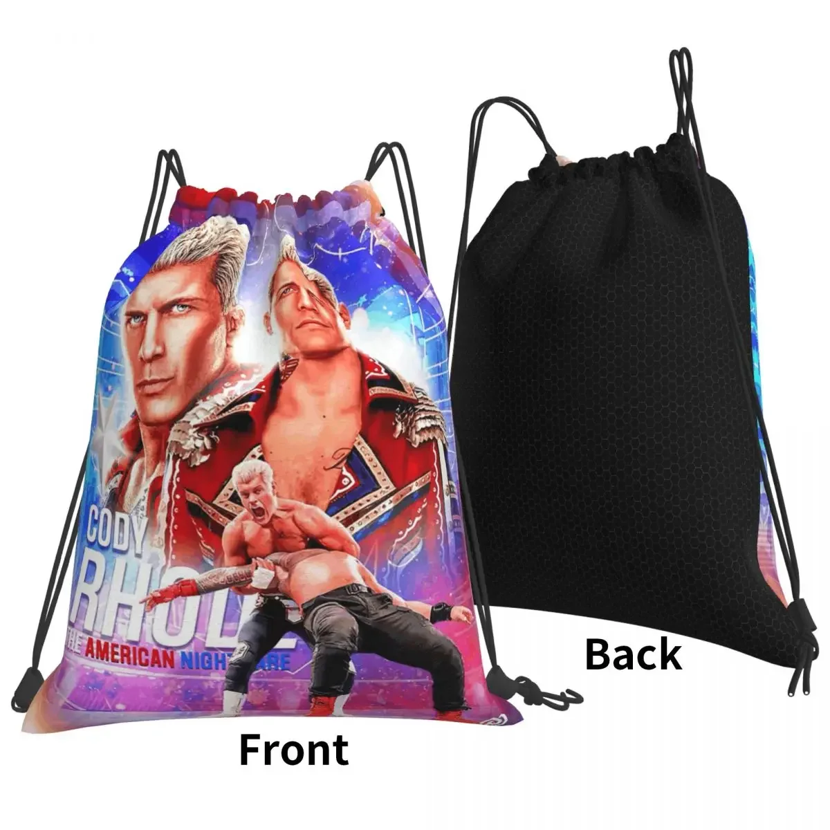 In The Ring Cody Rhodes American Nightmare Backpacks Fashion Drawstring Bundle Pocket Sports Bag Book Bags For Travel School