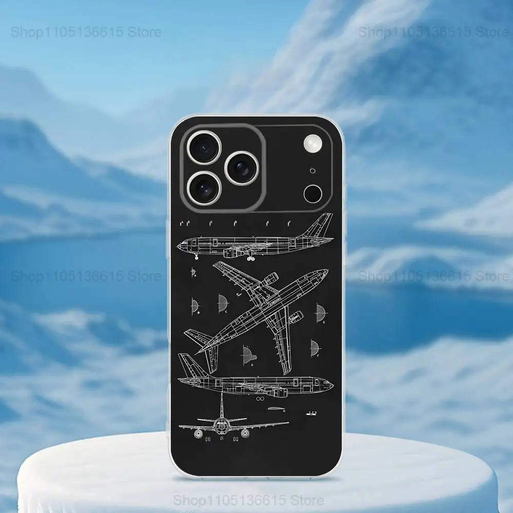 Чехол для телефона Blueprints Planes Aircraft для iPhone 16,15,14,13,12,11,17 Pro, Max, Plus, X, XS, XR, SE, мини-прозрачный мягкий чехол