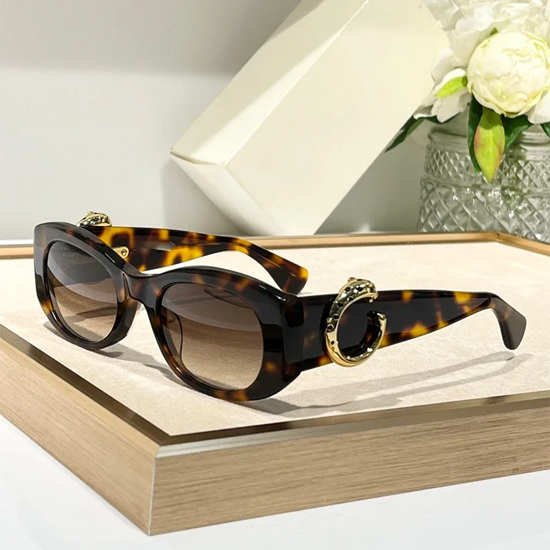 

Leopard Head Vintage Luxury Brand Square Sunglasses Men High Quality Acetate Uv400 Handmade Eyeglasses Trend Women SUNGLASSES