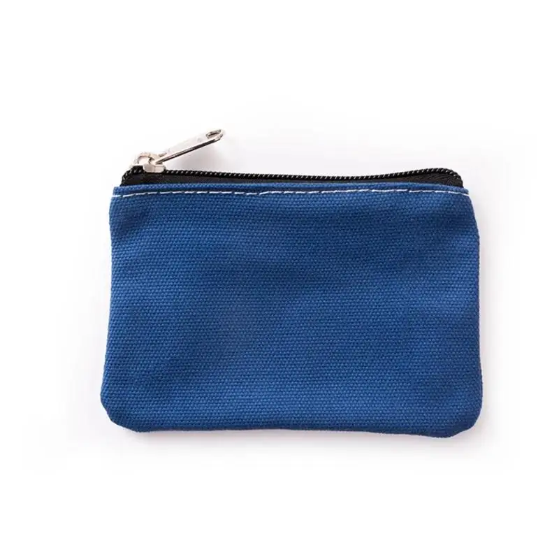 New DIY Plain Canvas Cotton Bag Pure Zipper Coin Key Money Pocket Women Men Hand-held Purse Small Wallet Kid image 3