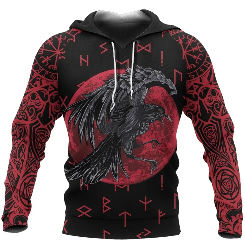 Viking Mythology Printed Men 3d Vintage Print Hoodies Autumn Long Sleeve Sweatshirt Casual kids hoodies men Sweatshirt coat