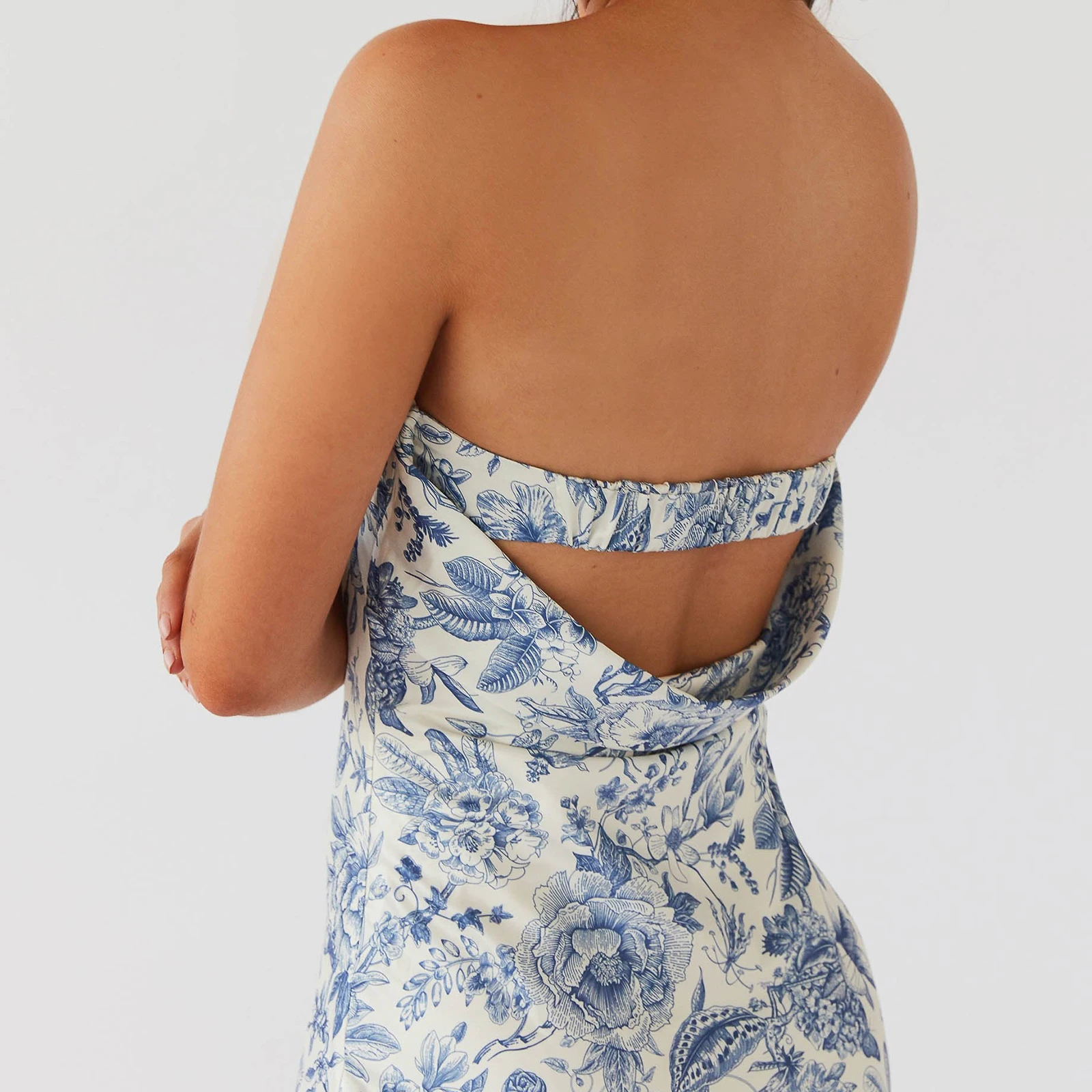 المرأة الصيف حمالة الجمالية الأزهار بسط الفرقة انقطاع عارية الذراعين أكمام مستقيم Bodycon أنبوب فستان طويل