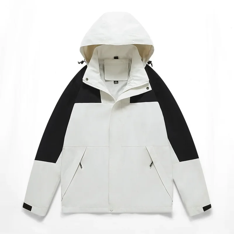 

Autumn Man Jacket Thin Contrast Color Long Sleeve Zipper Men Detachable Hooded Coat Lightweight Outdoor Sport Male Outerwear