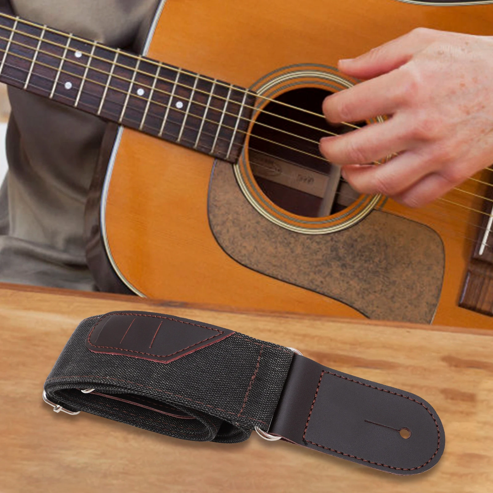 

Denim Guitar Strap Replacement Bass Electric Guitar Belt Adjustable Shoulder Sling Decorative Durable For Performance