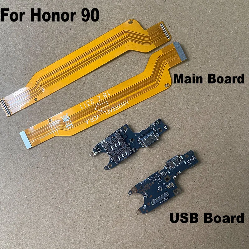 For Huawei Honor 90 Main Board Motherboard Mother Board + USB Charging Dock Fast Port Mic Microphone Connector Board Flex Cable