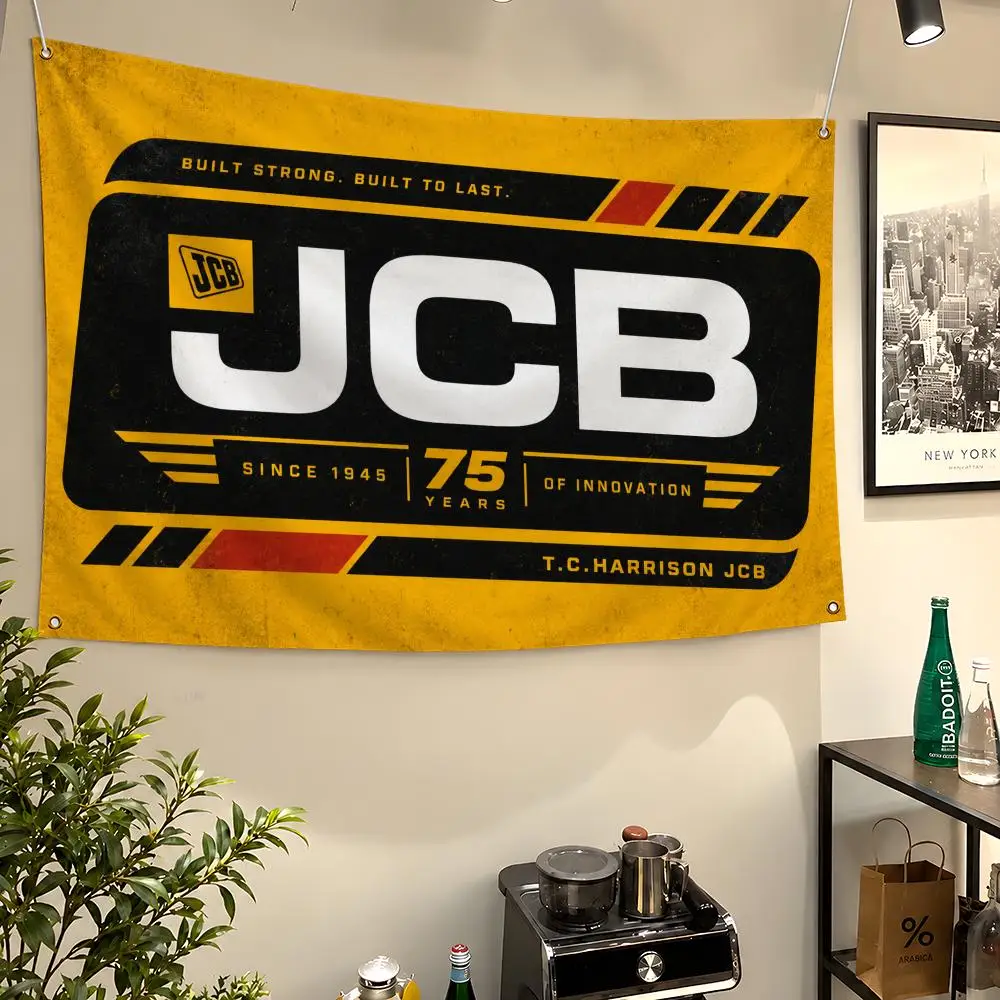 Brand J-JCB Fastrac Backhoe Excavator Flags Wall Hanging Flag Banners For Birthday Parties Outdoor Bedroom Dorm Room Decor