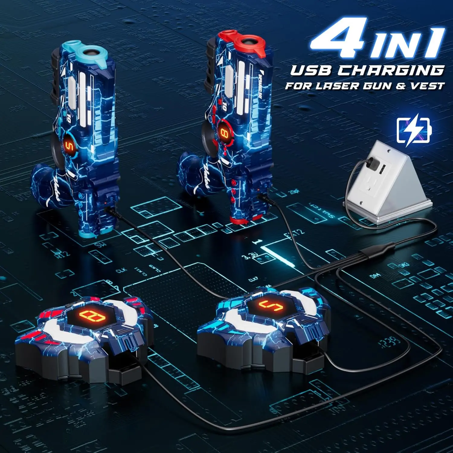 CSTAG Projector Duck UFO Hunting Shooting Game Kids Gifts Toy For Boys Laser Tag Infrared Mini Pistol Guns Battle Game Indoor