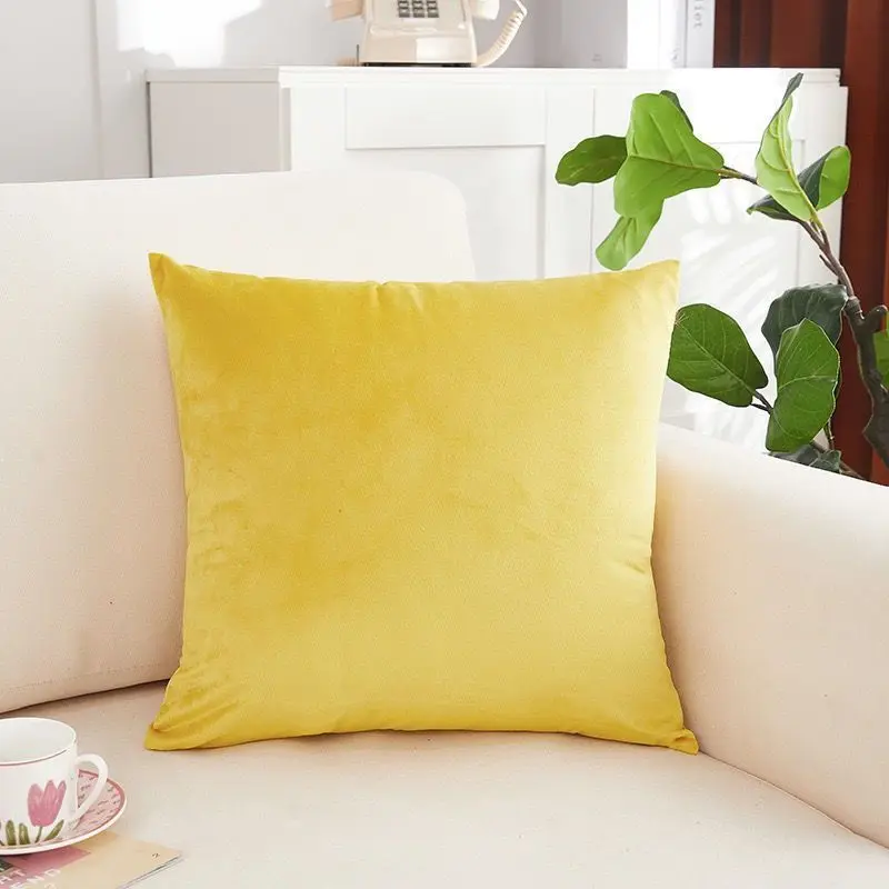 New Nordic Velvet Plain Color Pillow Cover Office Car Sofa Living Room Bedside Backrest Cushion Pillowcase Core-free 45*45cm