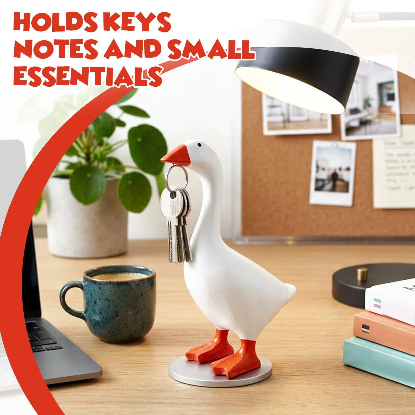 1/3 Pcs Magnetic Goose Key Chain Resin Goose Figurines Key Hanger with Magnet Beak Tabletop Geese Ornament for Home Decoration