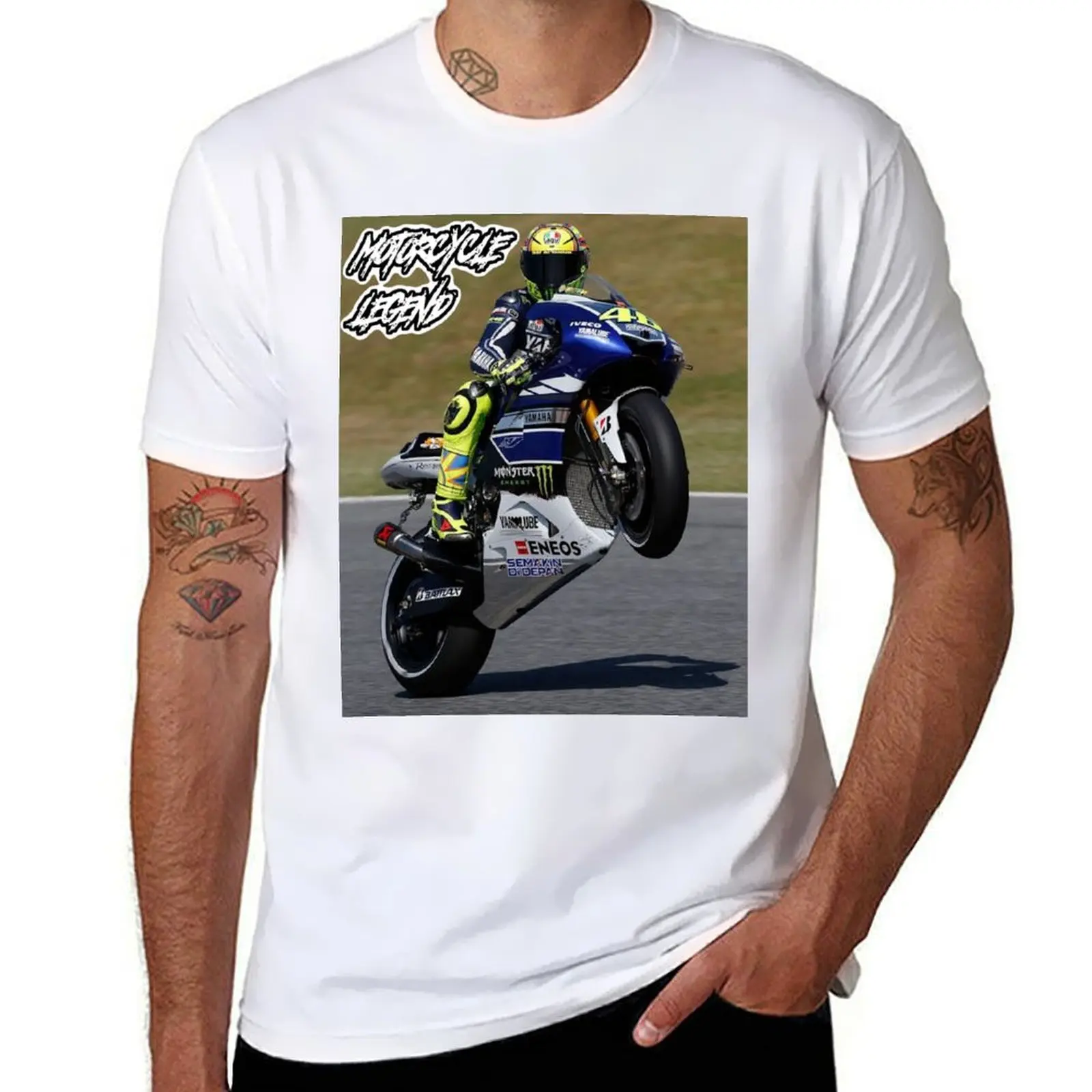 

Legend Motorcycle Wheelie, Rossi T-Shirt Work Style Casual T-Shirt