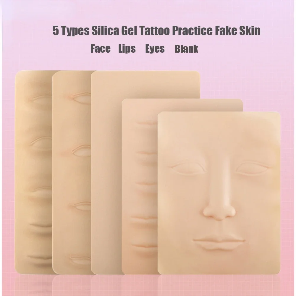 

5 Types Silicone 3D Tattoo Practice Fake Skin Eyebrow Lips Face Eyes Blank Permanent Makeup Beginner Microblading Training Skin