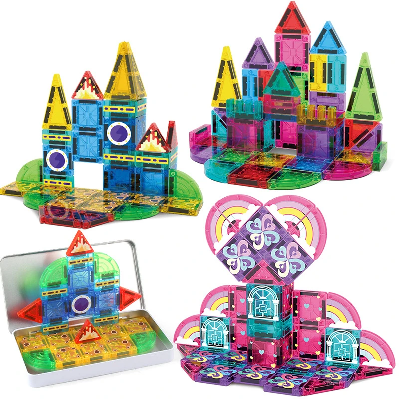 Transparent Color Window Magnetic Tiles Children Educational DIY Construction Blocks STEM Learning Puzzle Birthday Xmas Gift