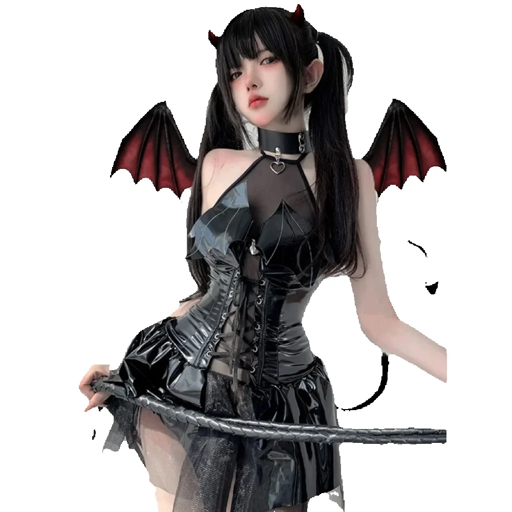 

Костюм XXOO Dark Witch: Сексуальное бандажное платье без рукавов для женщин, костюм демона, униформа, эротическое белье, наряд на Хэллоуин и Рождество