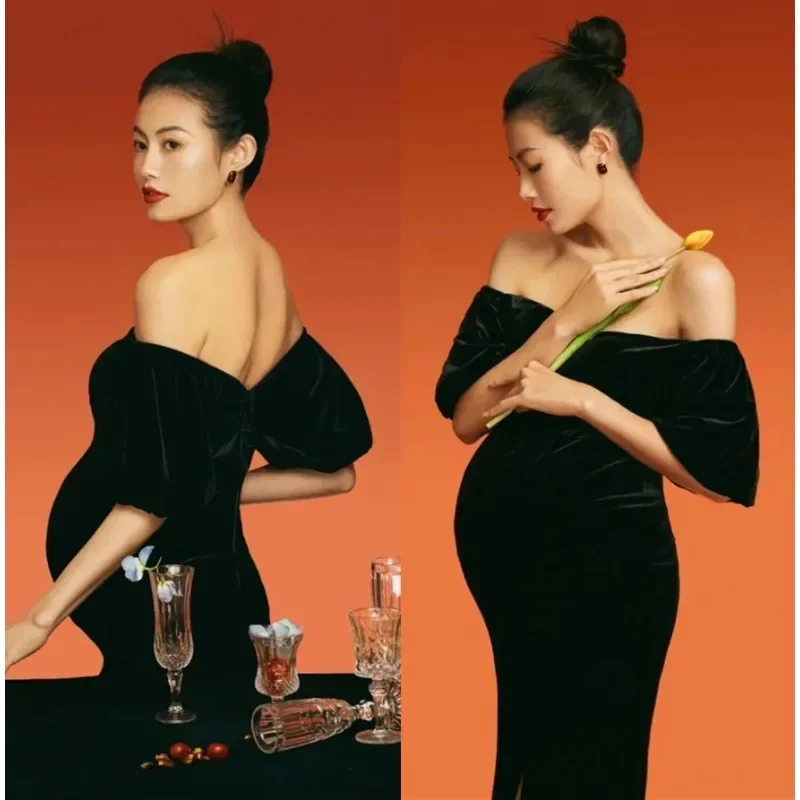 

New Black Maternity Dresses for Photo Shoot Party Dress for pregnant women photoshoot Photography Props Pregnancy Clothes