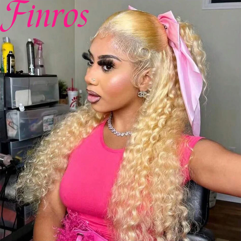 

613 Curly Honey Blonde Lace Front Human Hair Wigs Loose Deep Wave 13x6 13×4 HD Water Wave Color Transparent Lace Frontal Wigs