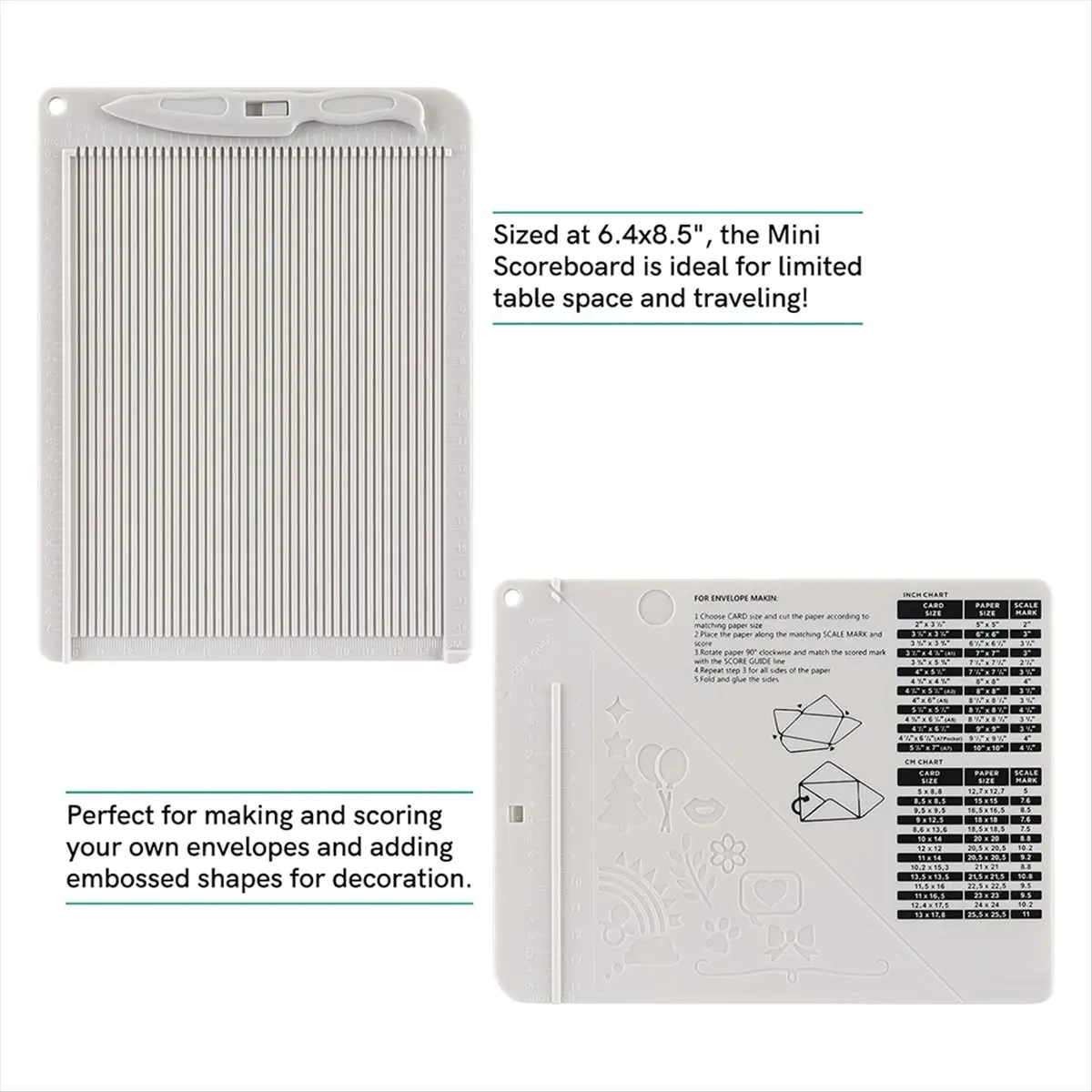 Mini Score Board Multi-Purpose Scoring Board Envelope Maker with Bone Folder and Guide Scoring Board