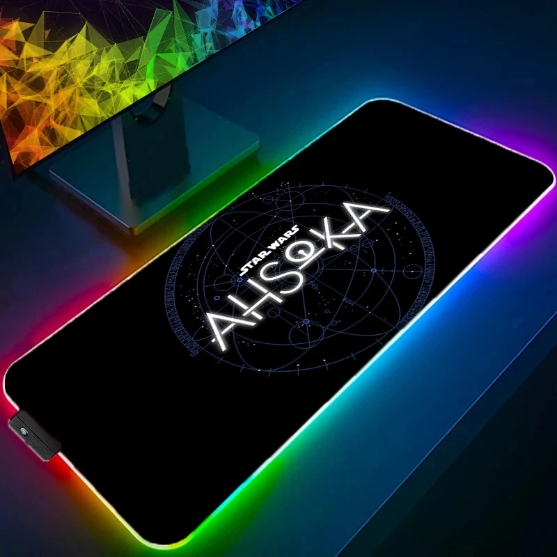RGB LED Mouse Pads Desk Mat Protector Gaming Mousepad Office S-star W-wars Table Decor Keyboard Long Pad Computer Gamer Mats