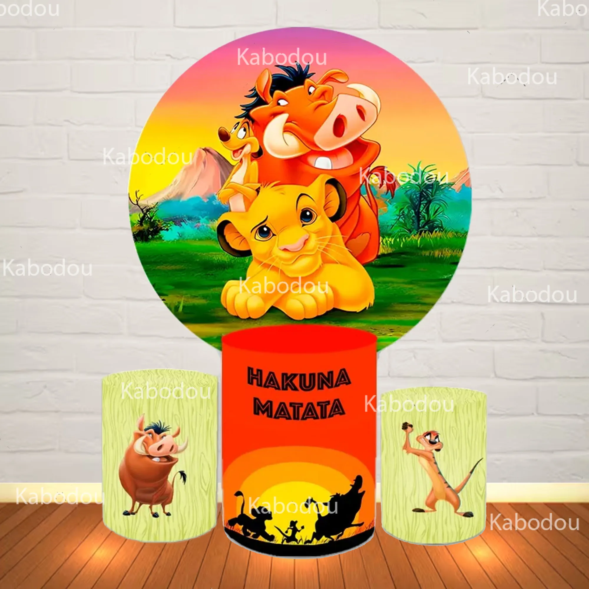 

Король Лев Симба фон круглый день рождения детский душ фон для фотосъемки Декор крышка цилиндра для фотобудки