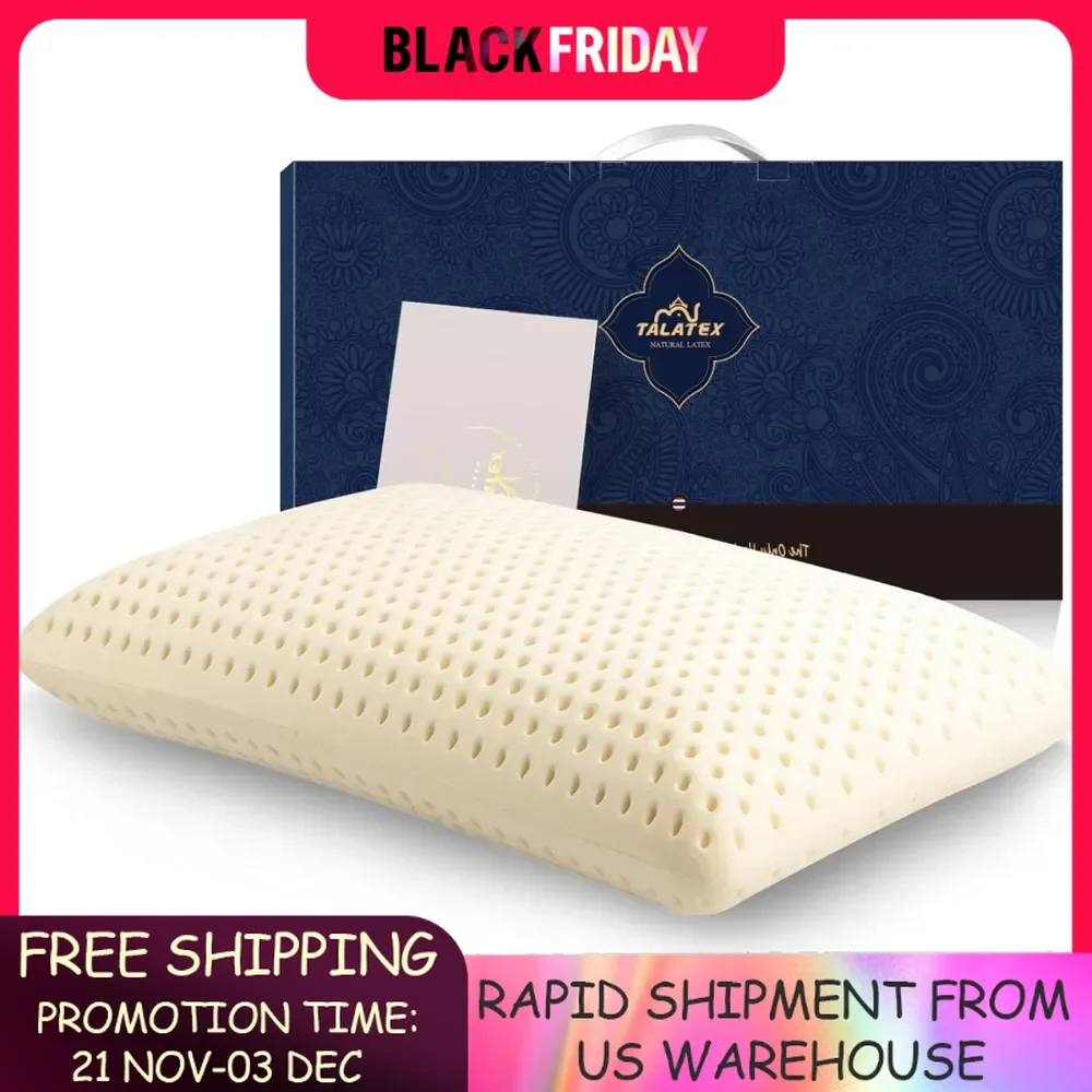 100% Natural Premium Latex Pillow, Helps Relieve Pressure, Perfect Package Best Gift with Removable Tencel Cover