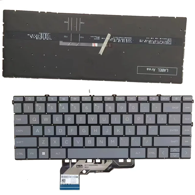 Novo teclado de laptop para HP Envy 15-FE 15-FE0013DX 15-FH 15-FH0013DX TPN-C165 TPN-C166 cinza EUA retroiluminado