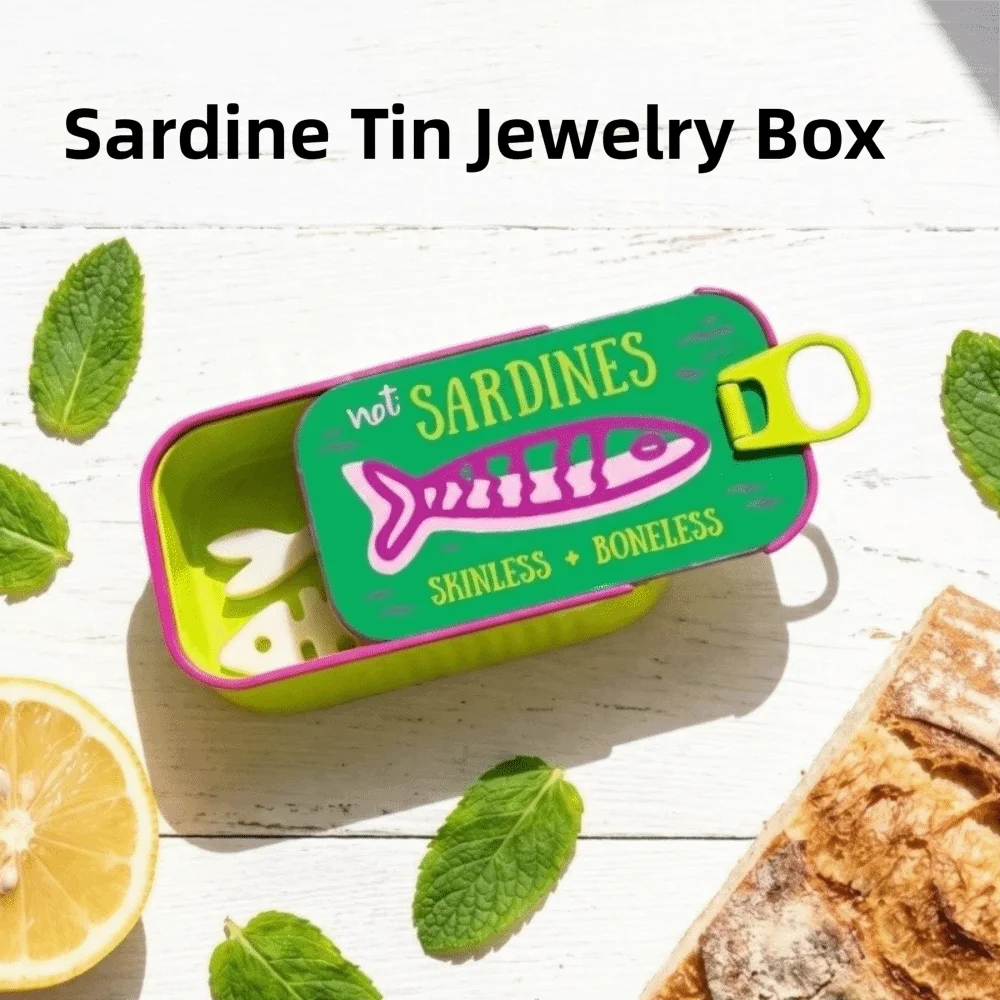 3D Printed Sardine Tin Jewelry Box Durable Multi Functional Jewelry Display Organizer Creative Decorative Fish Bone Jewelry Box