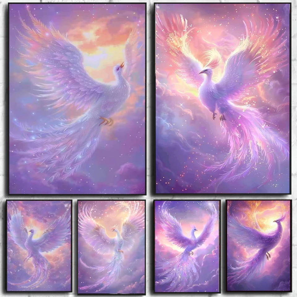 New Arrivals Diamond Painting Animal Full Diy Mosaic Purple Phoenix Fantasy Art Gift Set Home Decor Rhinestone Pictures