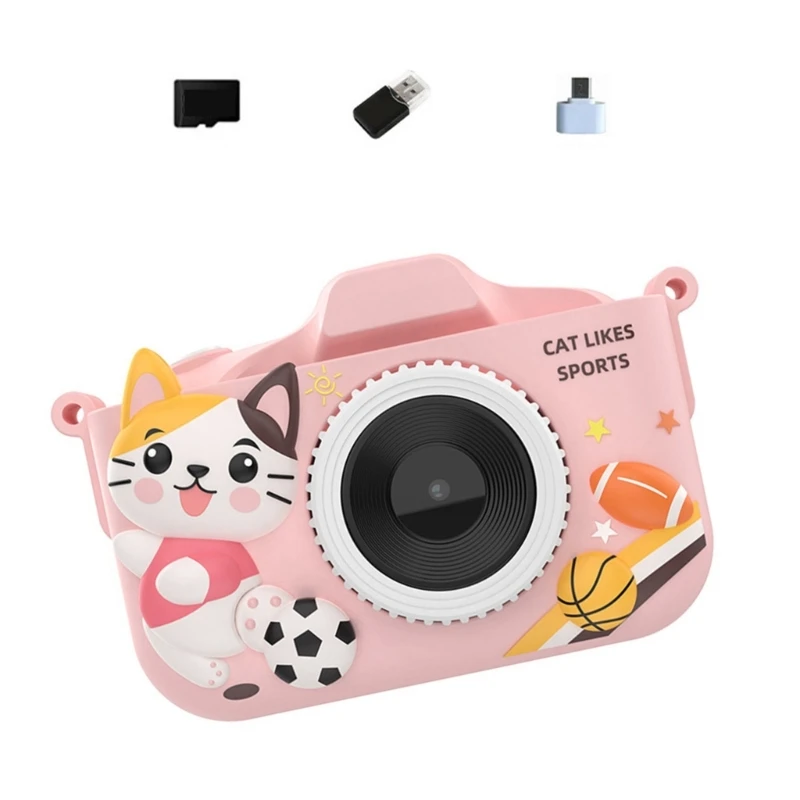 Cámara Digital para niños con tarjeta memoria 32G, conector OTG, doble cámara, enfoque, grabación, marcos fotos 15UB