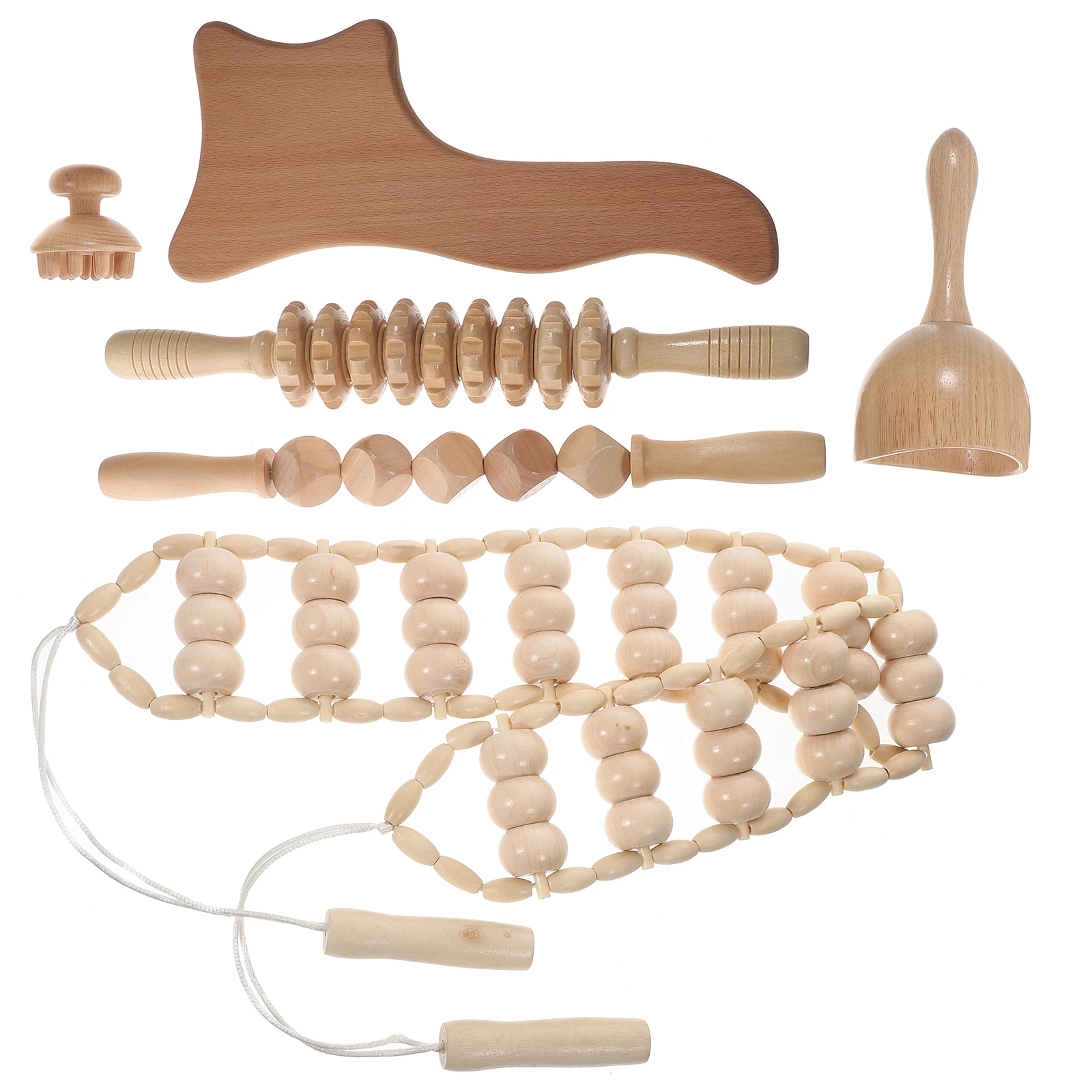 

6 pcs Massage Tool Set Muscle Massager Wooden Therapy Tools Manual Foot Relaxing Body Shaping Roller Stick Cups Back Shoulder