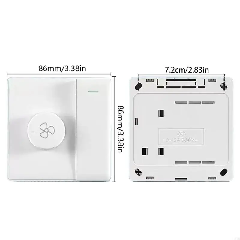 H37B 86 Tipo herramienta ajuste del ventilador con interruptores individuales Controlador velocidad sin pasos Blanco
