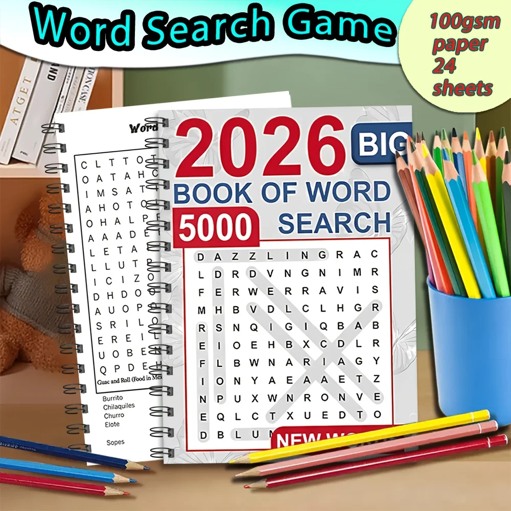 2026 Coming Soon: 24 Page Spiral Binding Adult Coloring Book - Word Puzzle Art Activity Book, Adult Stress Relief Art Diary
