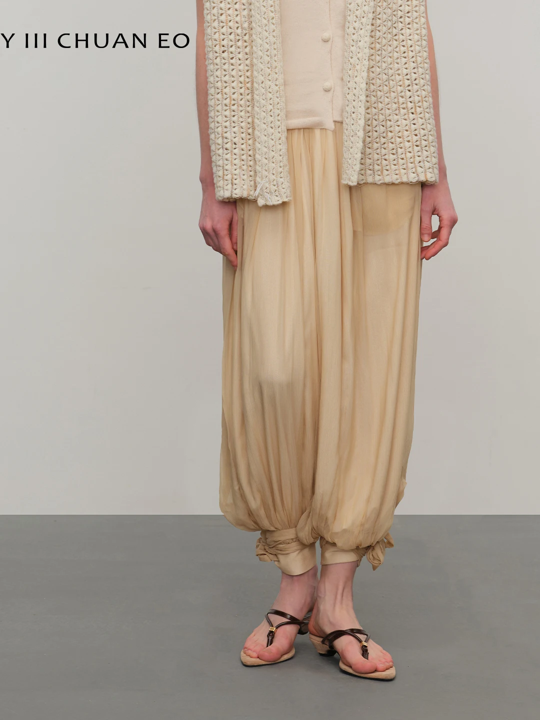 Pantalones Originales Y III CHUAN EO, Pantalones Ligeros con Corte Holgado y Efecto Adelgazante, Cintura Alta con Cierre de Cremallera, Color Puro Informal para Mujer