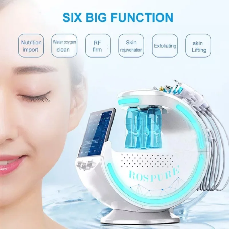 Multifunktions Smart Ice Blue System 7 in 1 Hydro Derma brasion Sauerstoff Ultraschall mit Scanner Spa Mitesser Entferner Beauty-Gerät