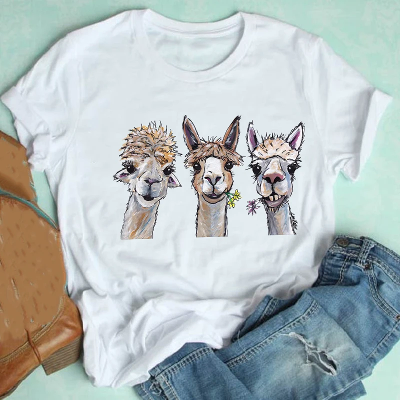 

Women Short Sleeve Giraffe Panda Animal Print T Shirt Girls Sweet Kawaii 90s Casual Clothes Print Tshirt Female Tee Top T-Shirt