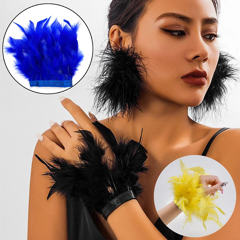 1pc Fashion Colorful Bracelet Sleeves For Nail Photos Feathers Nail Parts Plush Wrist Cuffs For Manicure Hand Photo Nail Decor