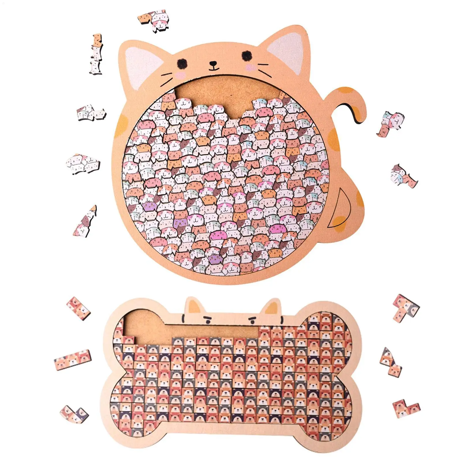Rompecabezas de madera con forma de gato/perro, rompecabezas de animales divertidos para niños, rompecabezas Irregular único para chico, rompecabezas educativo