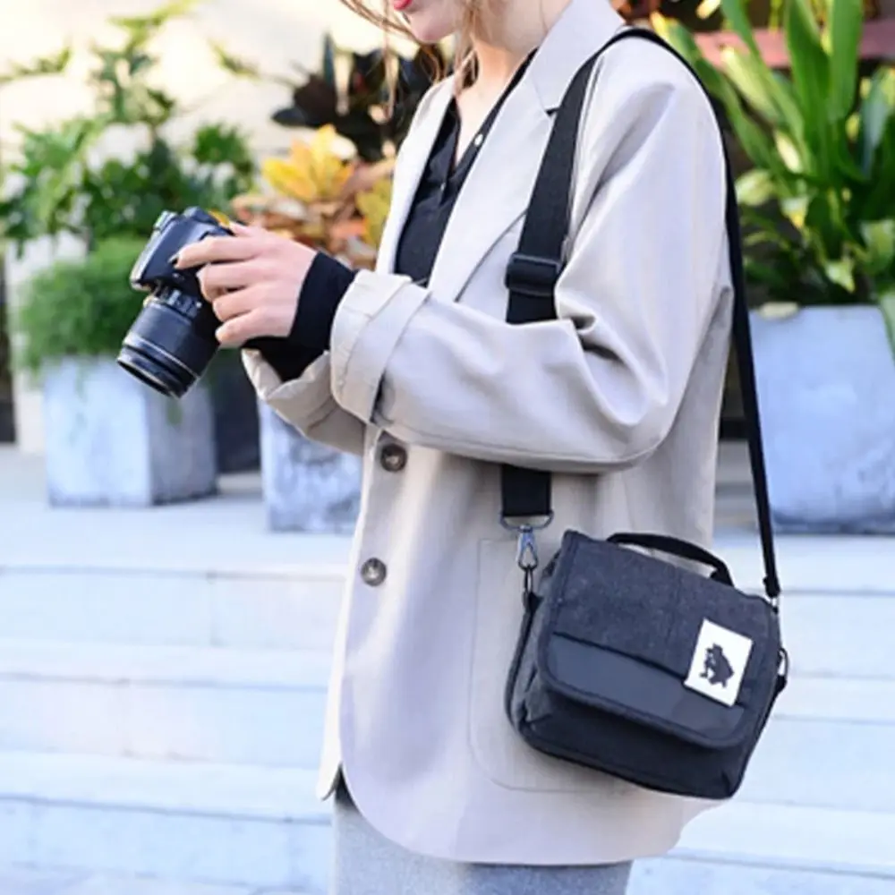 Portable Canvas Camera Bag Waterproof Single Shoulder Slanting Camera Video Bag Photography Protective Storage Pouch Outdoor