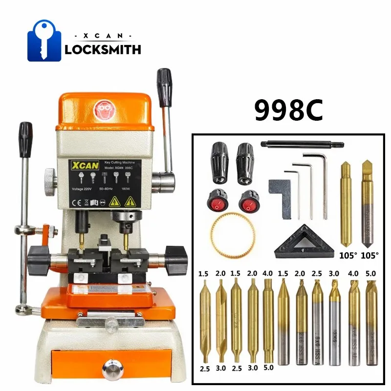 XCAN Universal Key Cutting Machine 998C 110/220V Key Cutting Machine for Marking Duplicating Car House Keys Locksmith Tool