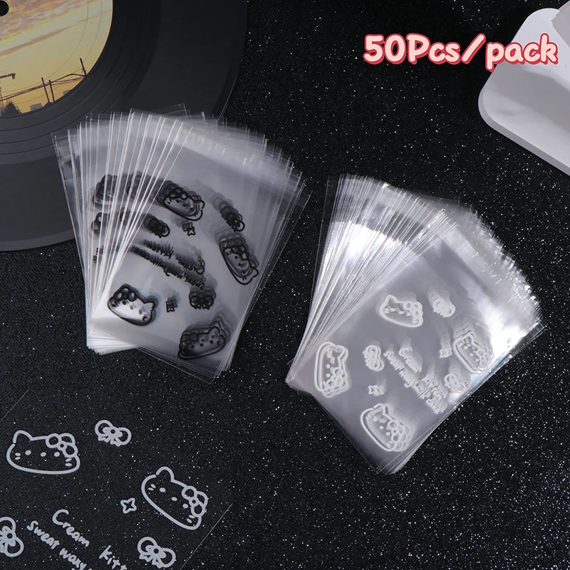 50Pcs Cartoon Hello Kitty Self Sealing Bag KT Cat Transparent Opp Bag Self-Adhesive Bags Festival Gift Bags Packaging Bag