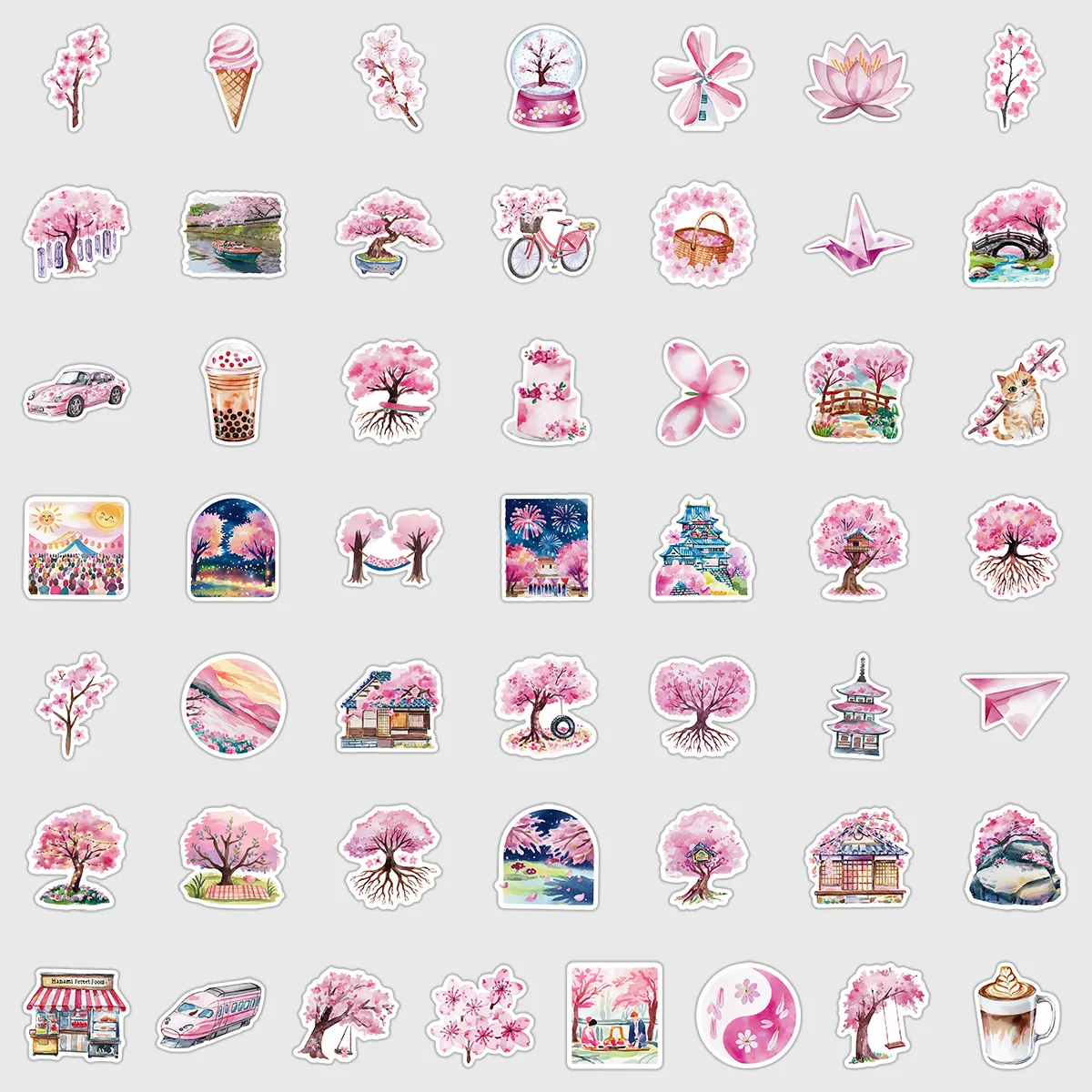 10/50 SZTUK Estetyczne Naklejki Graffiti z Różowymi Kwiatami Wiśni na Kubek, Telefon, Komputer, Notatnik, Artykuły Papiernicze, Bagaż