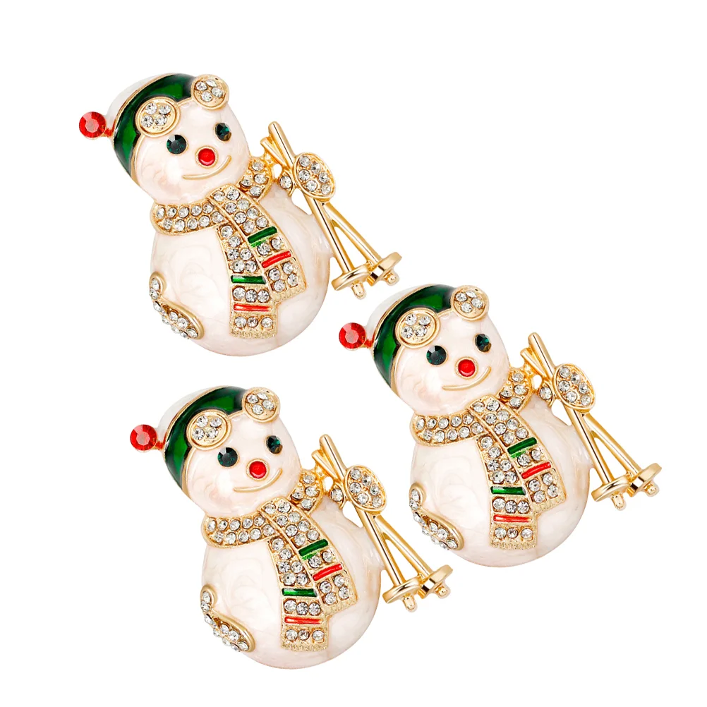 3 Pcs Christmas Pins Brooch Chrismans Xmas Badge Winter for Socks Snowmen Snowman Shawl Clips