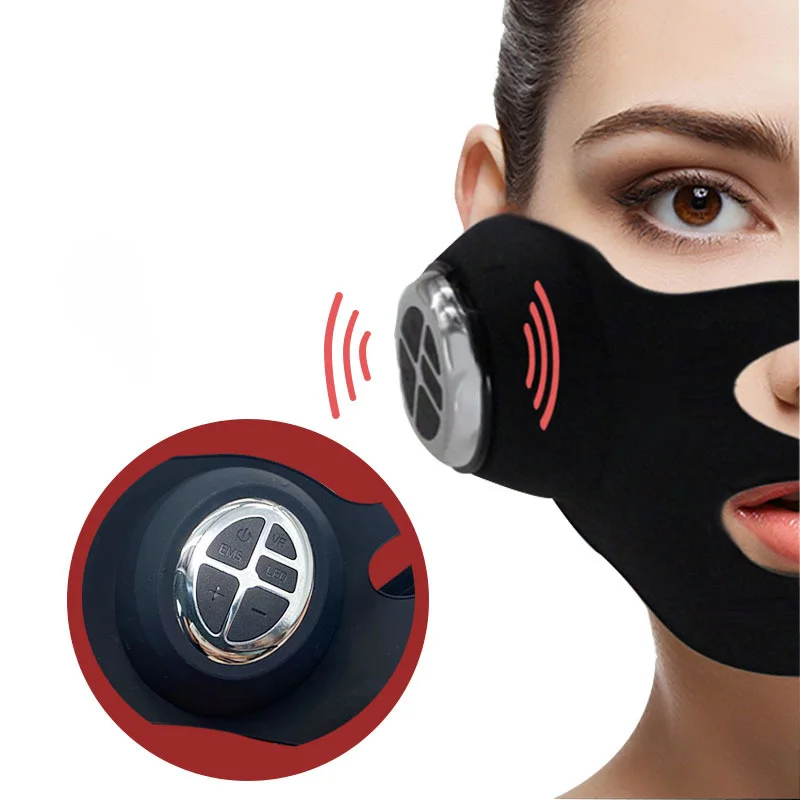 قناع الوجه الكهربائي على شكل حرف V EMS مكركرنت الاهتزاز الذقن رفع تشديد المضادة للتجاعيد العناية بالبشرة أداة تدليك الوجه