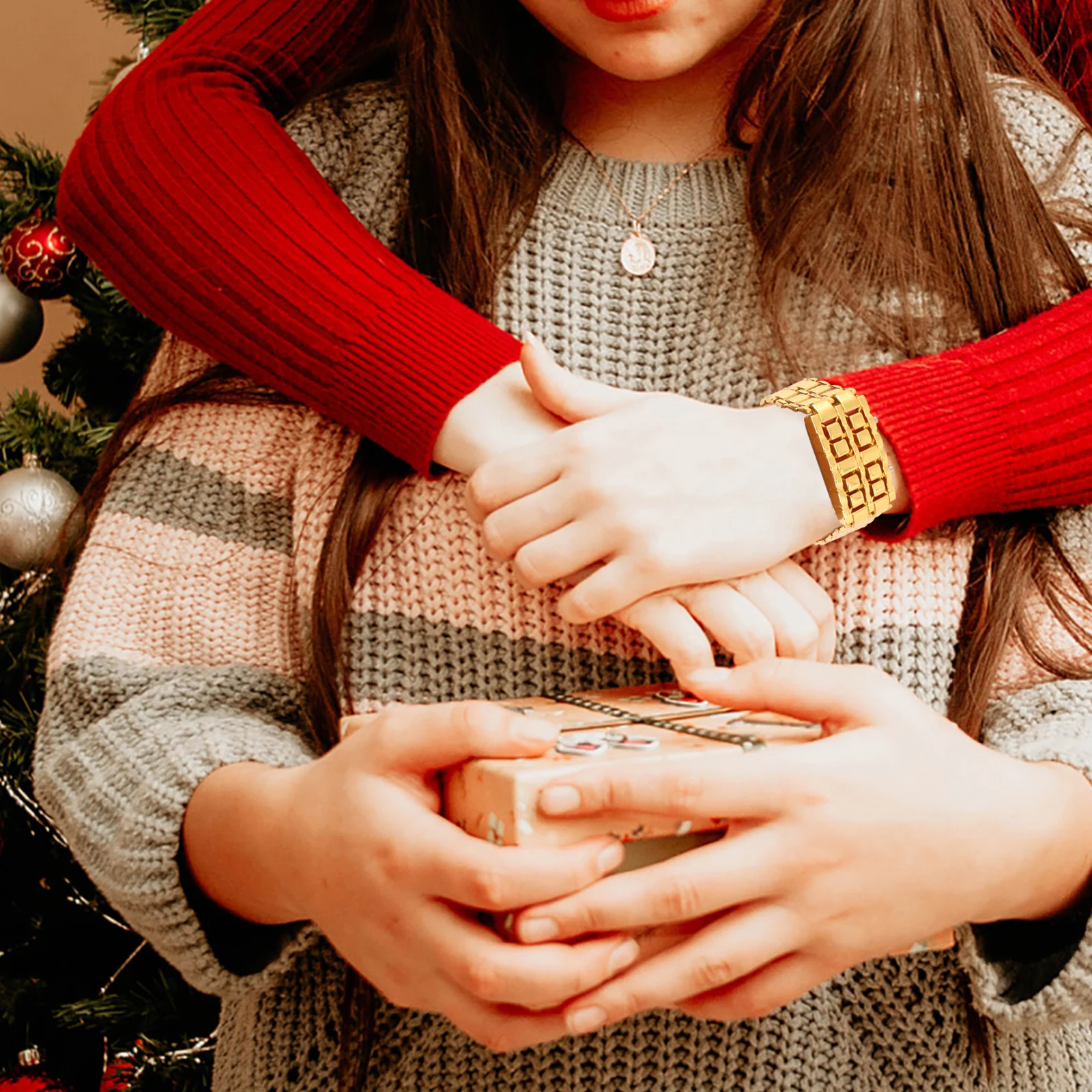 

Red Led Stainless Steel Band Digital Wrist Watch For Women Ladies Waterproof Comfortable Wear Included