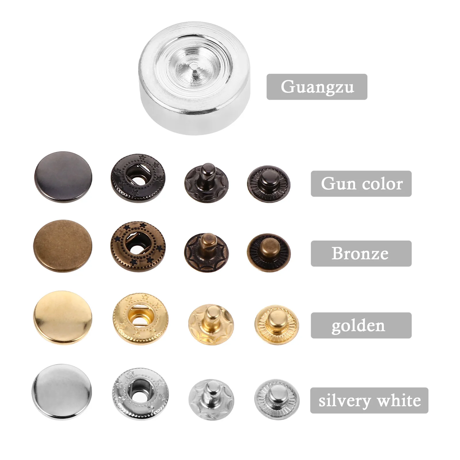 

1Set Sew on Metal Snap Buttons Brass Fasteners for Down Jacket Coat Woolen Overcoat Jacket Practical Durable Studs