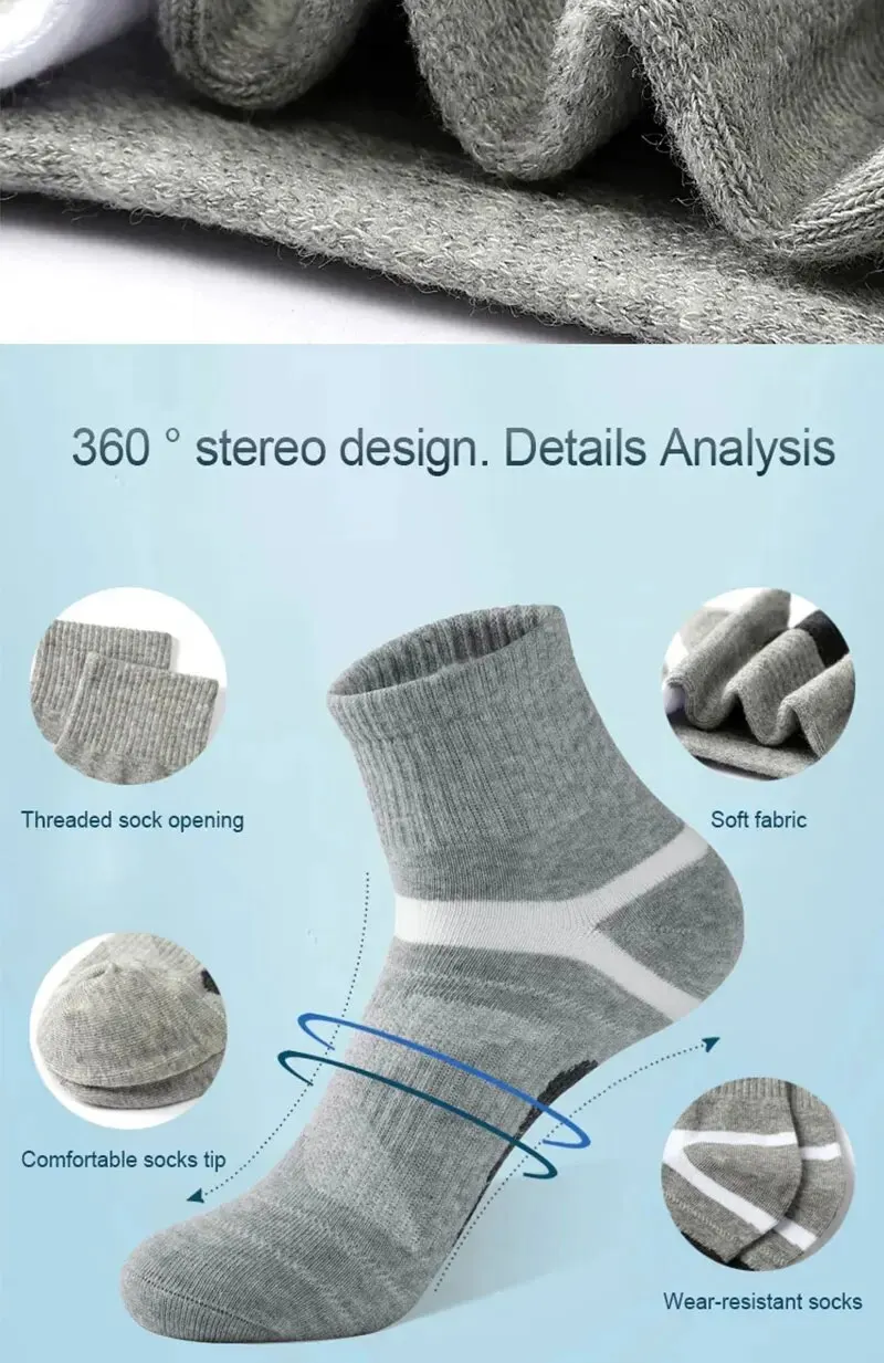3/5/10/20 Paar Lot Herrensocken Schwarze Sportsocken Casual Run Herbst Winter Hochwertige atmungsaktive Herrensocken – Detail 3