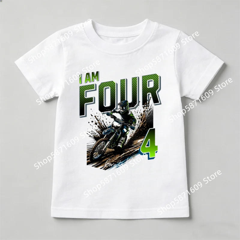 

Children's Motorcycle T-Shirt Boys Girls Short Sleeve Motorcycle Off-Road Number Print Top