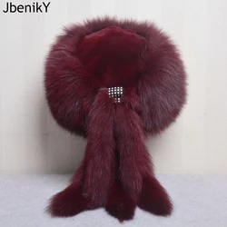 Winter Women Fashion Real Fur Hat Natural Fox Fur Hats Headgear Russian Outdoor Cap Ladies Thicken Warm Fur Caps Bomber Hat