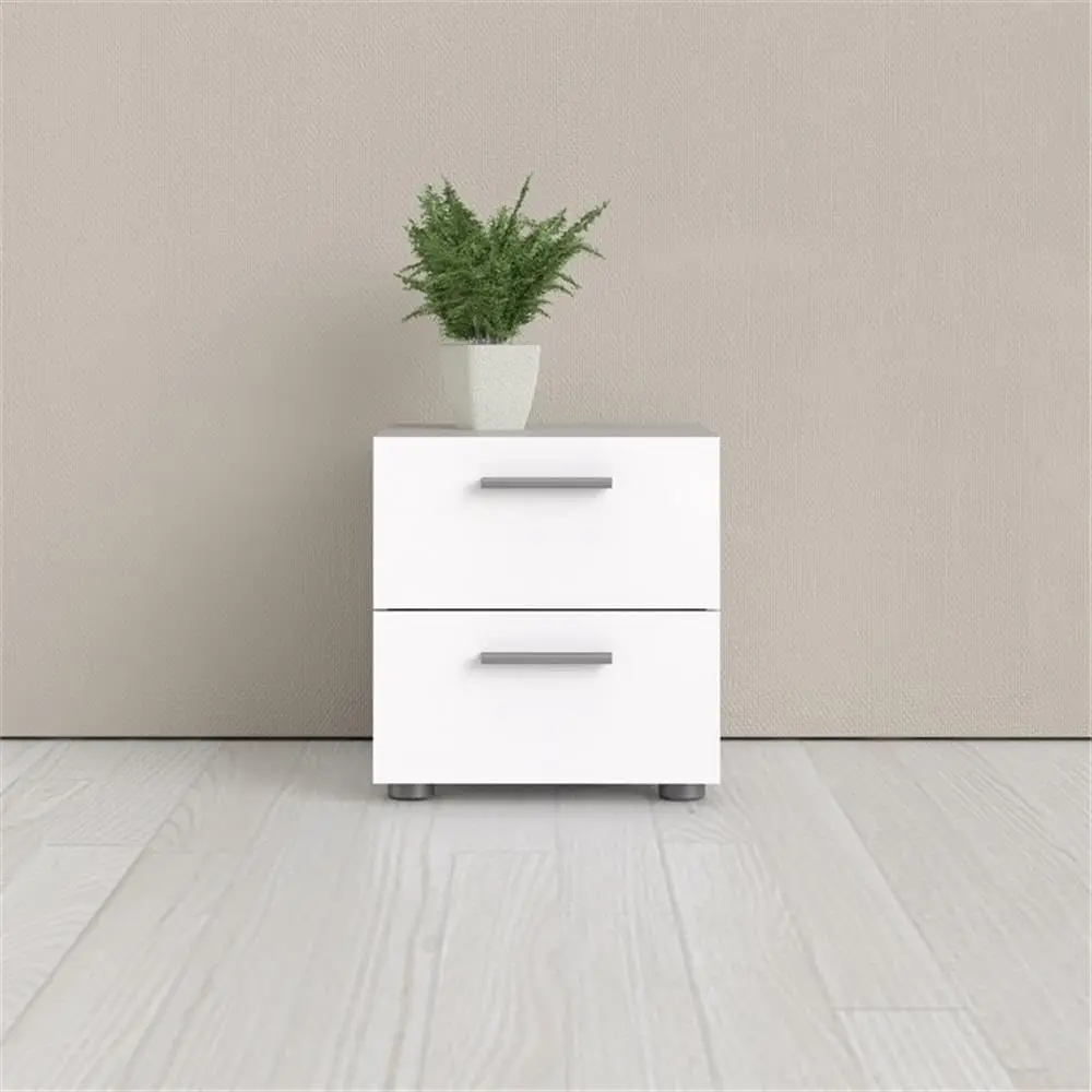 Home Square 2 Piece Bedroom Set with 2 Two Drawer Nightstands in White